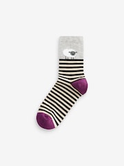 Black/White Sheep Ankle Socks 5 Pack - Image 5 of 6