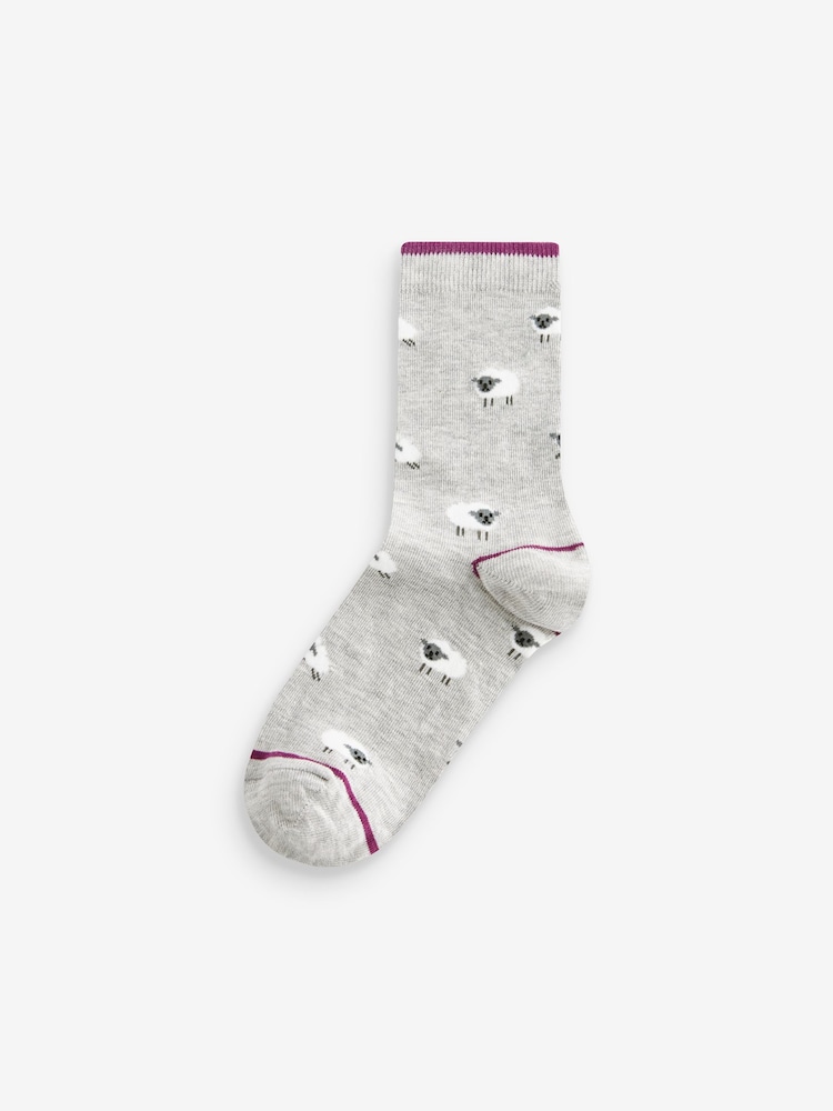 Black/White Sheep Ankle Socks 5 Pack - Image 6 of 6