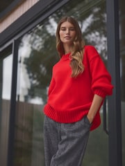 Red Premium Wool Blend Co-ord Soft Touch Knitted Jumper - Image 3 of 7