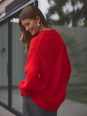 Red Premium Wool Blend Co-ord Soft Touch Knitted Jumper - Image 4 of 7