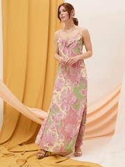FatFace Puri Pink Ornamental Maxi Dress - Image 1 of 7