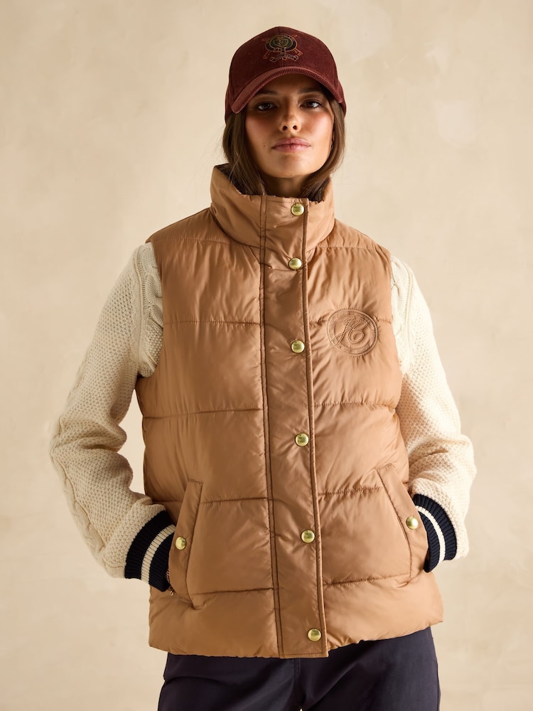 Hautfarben, kariert - Joules Reversible Showerproof Gilet - Bild 1 von 10 Hautfarben, kariert - Joules Reversible Showerproof Gilet - Bild 1 von 10