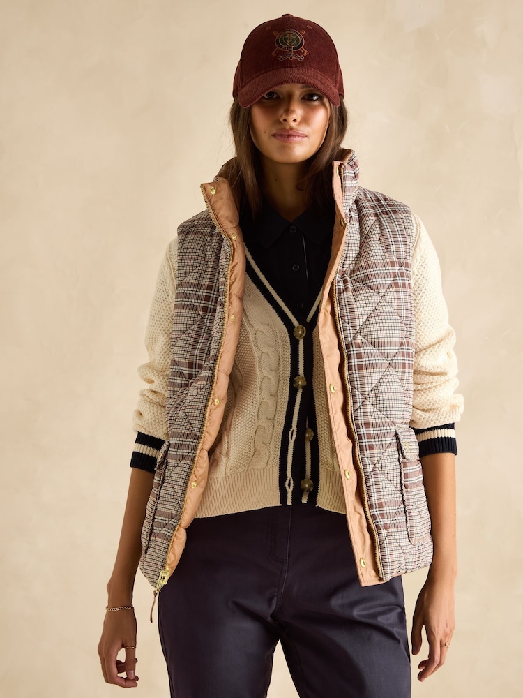 Hautfarben, kariert - Joules Reversible Showerproof Gilet - Bild 2 von 10 Hautfarben, kariert - Joules Reversible Showerproof Gilet - Bild 2 von 10