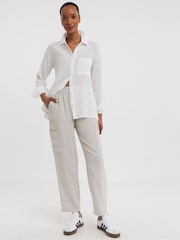 JD Williams White 100% Cotton Textured Stripe Fabric Shirt - Image 2 of 3