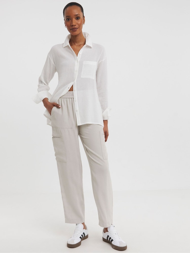 JD Williams White 100% Cotton Textured Stripe Fabric Shirt - Image 2 of 3