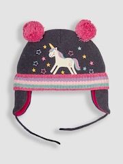 JoJo Maman Bébé Navy Unicorn Applique Hat - Image 1 of 3