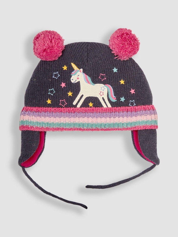 JoJo Maman Bébé Navy Unicorn Applique Hat - Image 1 of 3