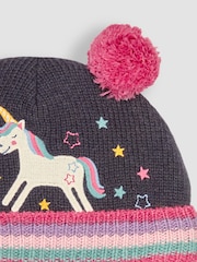 JoJo Maman Bébé Navy Unicorn Applique Hat - Image 3 of 3