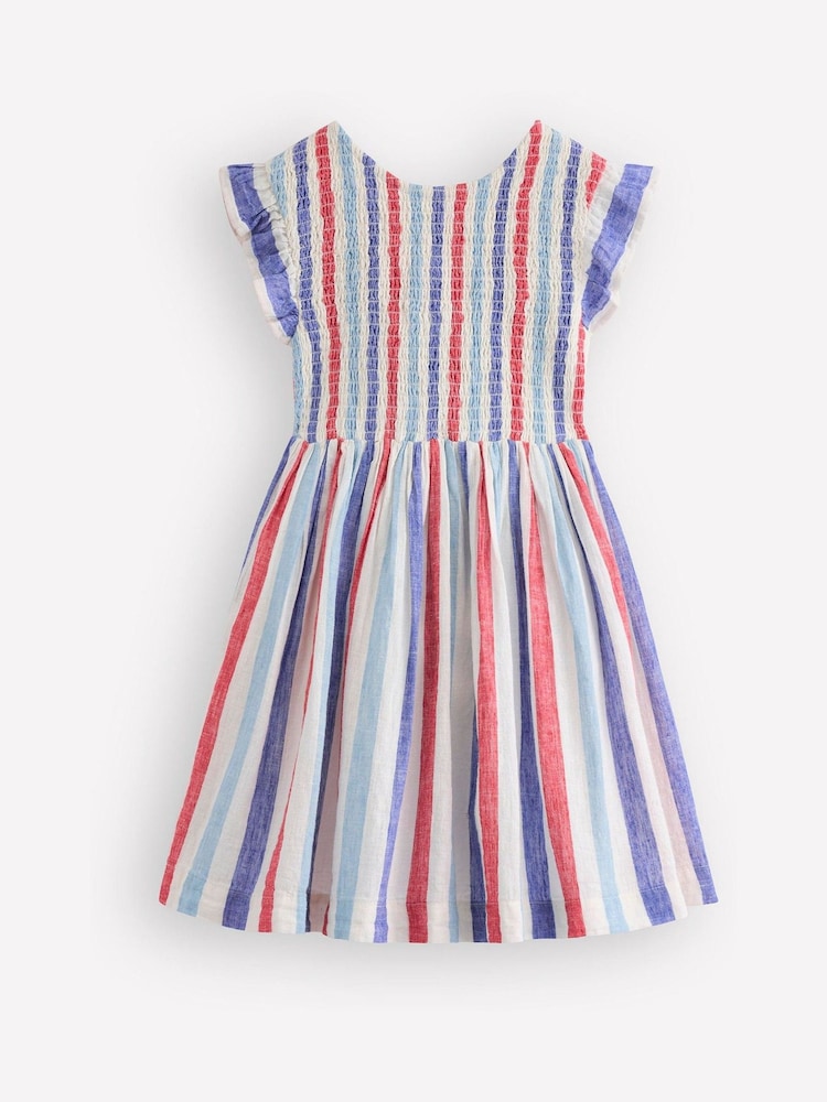 Boden Blue Shirred Bow Back Dress - Image 1 of 3