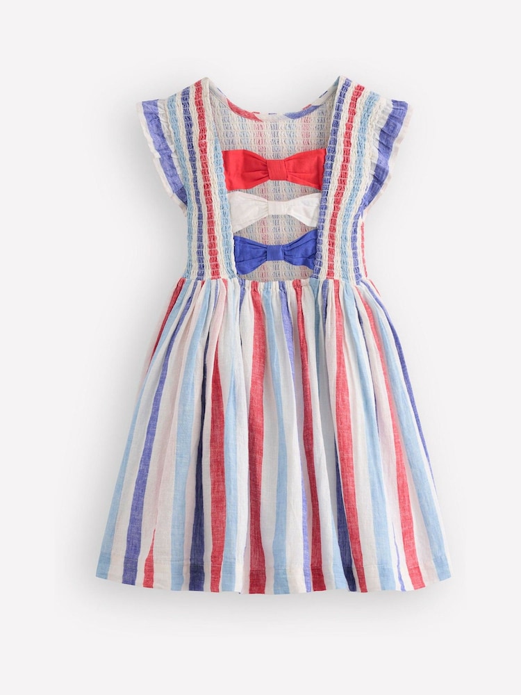 Boden Blue Shirred Bow Back Dress - Image 2 of 3