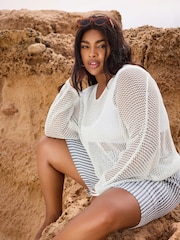 Yours Curve Grey Metallic Crochet Jumper - Image 1 of 6