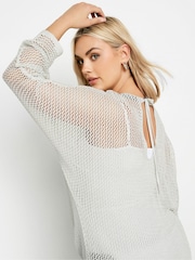 Yours Curve Grey Metallic Crochet Jumper - Image 5 of 6
