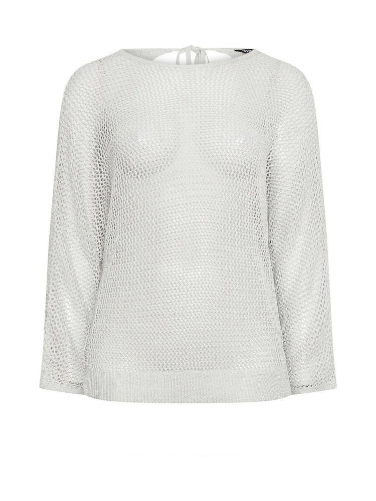 Grau - Yours Curve Häkelpullover in Metallic - Bild 5 von 5 Grau - Yours Curve Häkelpullover in Metallic - Bild 5 von 5