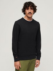 Superdry Black Essential Logo Crew Sweatshirt - Image 1 of 3
