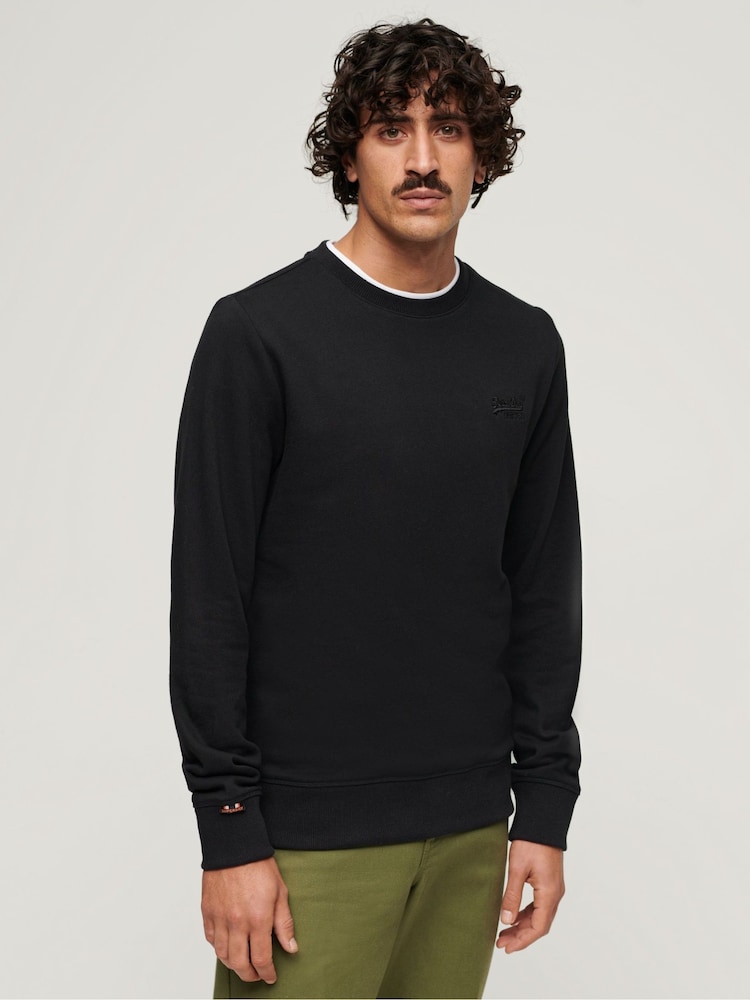 Superdry Black Essential Logo Crew Sweatshirt - Image 1 of 3