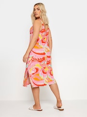 Yours Curve Pink Shirred Strappy Throw On Beach Dress - Image 3 of 5