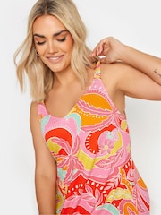 Yours Curve Pink Shirred Strappy Throw On Beach Dress - Image 4 of 5