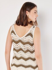 Apricot Natural Double Chevron Crochet Vest - Image 2 of 5