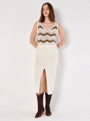 Apricot Natural Double Chevron Crochet Vest - Image 5 of 5