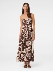 Forever New Brown Pure Linen Vayda Strap Midi Sun Dress - Image 3 of 5