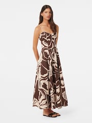 Forever New Brown Pure Linen Vayda Strap Midi Sun Dress - Image 4 of 5