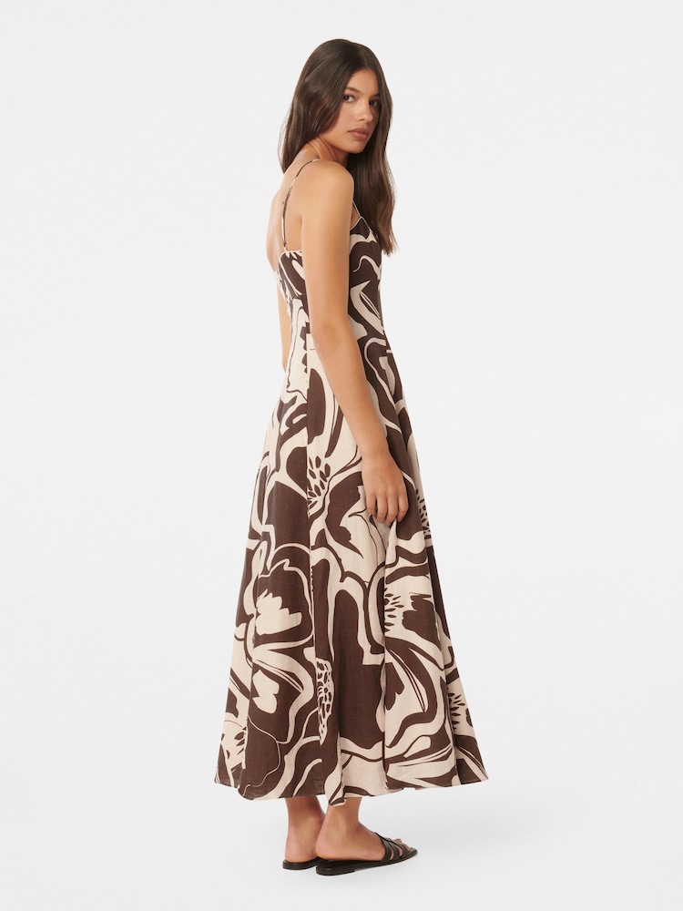 Forever New Brown Pure Linen Vayda Strap Midi Sun Dress - Image 5 of 5