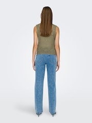 JDY Green Crochet Sleeveless Tie Front Top - Image 3 of 6