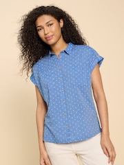White Stuff Blue Ellie Organic Cotton Shirt - Image 1 of 7