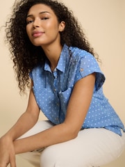 White Stuff Blue Ellie Organic Cotton Shirt - Image 4 of 7