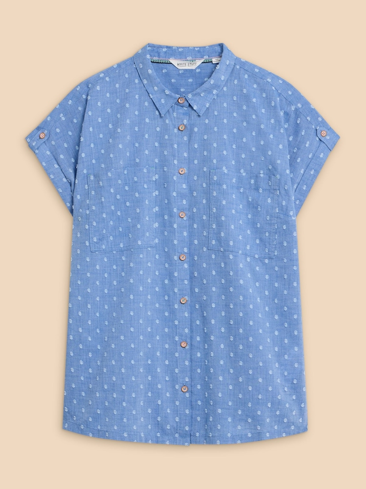 White Stuff Blue Ellie Cotton Shirt - Image 5 of 7
