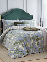 Wylder French Blue Albera Floral Cotton Rich Duvet Cover Set - Image 1 of 4