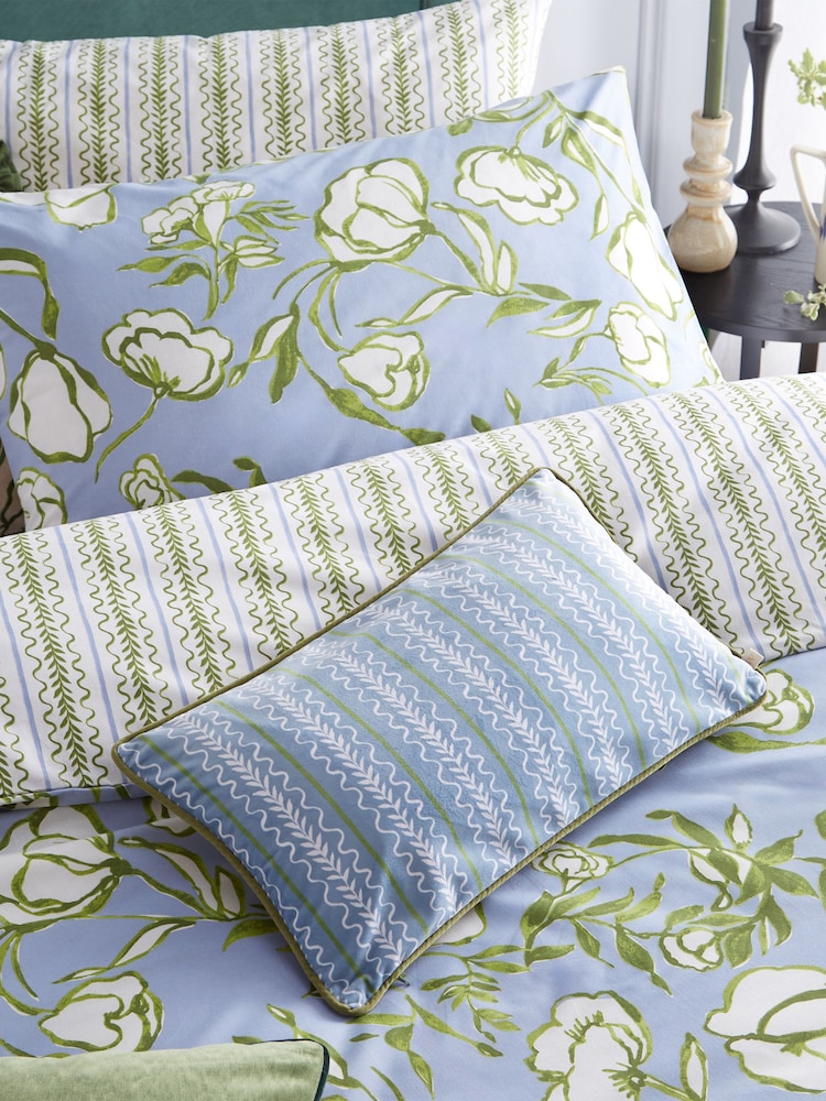 Wylder French Blue Albera Floral Cotton Rich Duvet Cover Set - Image 2 of 4