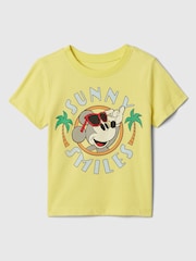 Gap Yellow Disney Mickey Mouse Graphic Short Sleeve Crew Neck T-Shirt (Newborn-5yrs) - Image 1 of 1