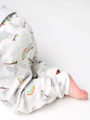 Frugi Grey Marl Rainbow Sloth 2 Part Top And Trousers Outfit - Image 2 of 5