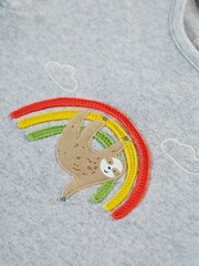 Frugi Grey Marl Rainbow Sloth 2 Part Top And Trousers Outfit - Image 4 of 5