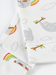 Frugi Grey Marl Rainbow Sloth 2 Part Top And Trousers Outfit - Image 5 of 5