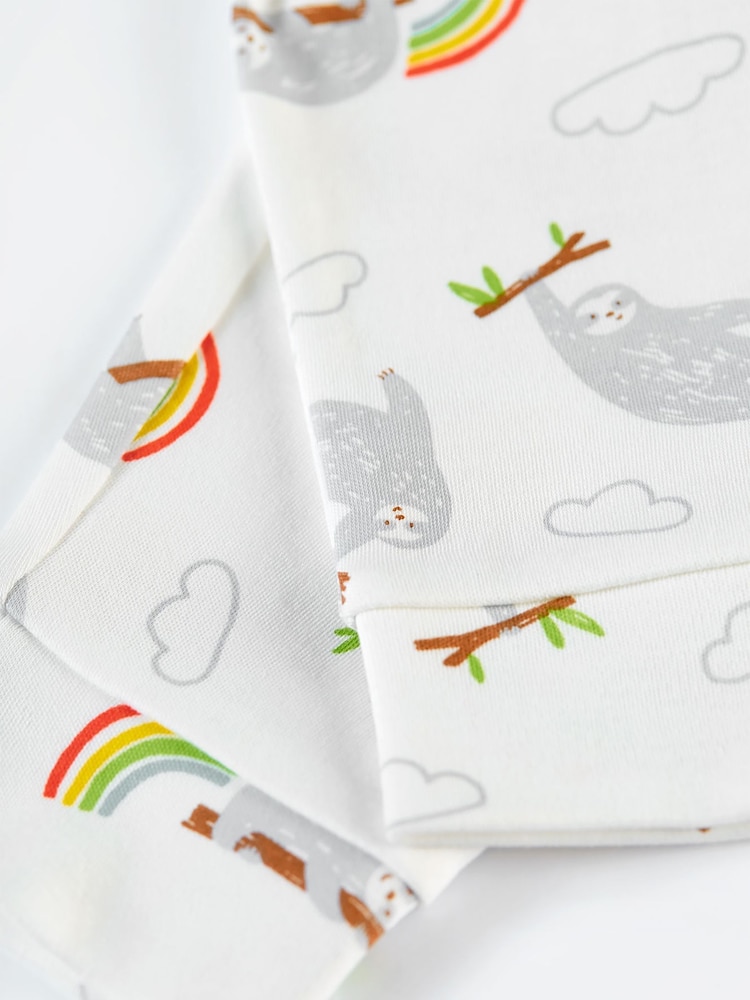 Frugi Grey Marl Rainbow Sloth 2 Part Top And Trousers Outfit - Image 5 of 5