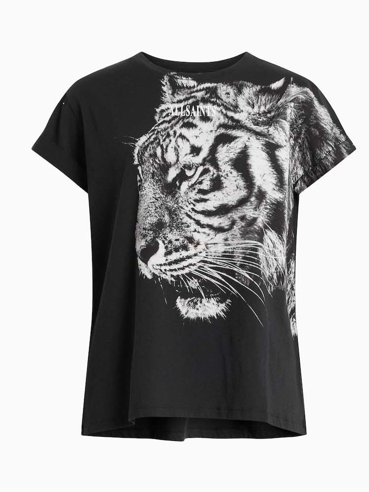 AllSaints Black 100% Cotton Tigress Anna T-Shirt - Image 6 of 6