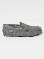 FatFace Noah Grey Check Moccasins - Image 1 of 3