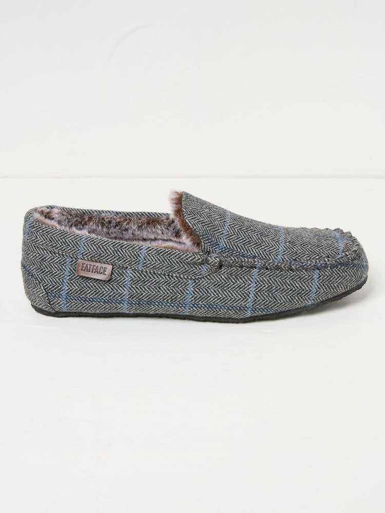 FatFace Noah Grey Check Moccasins - Image 1 of 3