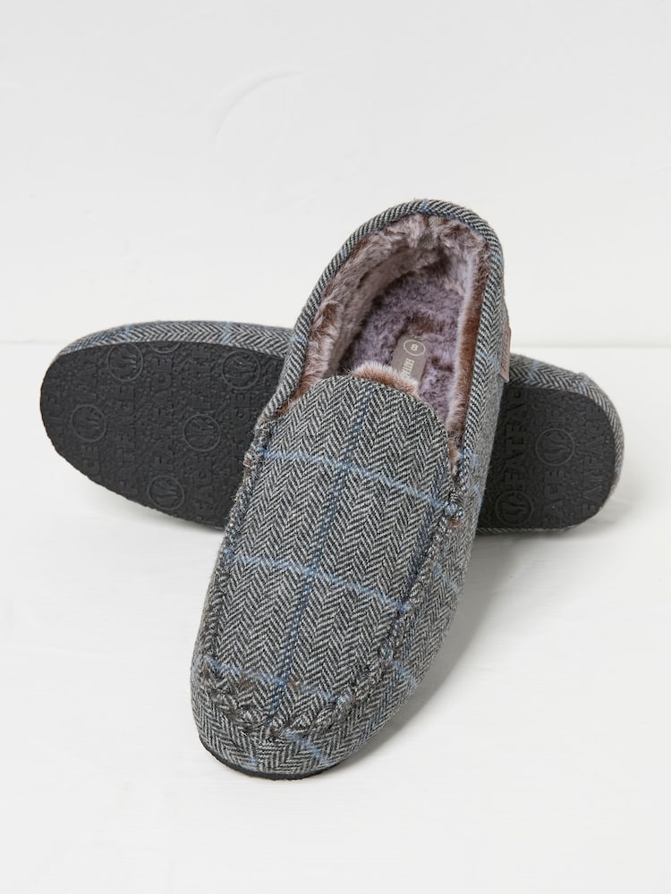 FatFace Noah Grey Check Moccasins - Image 2 of 3