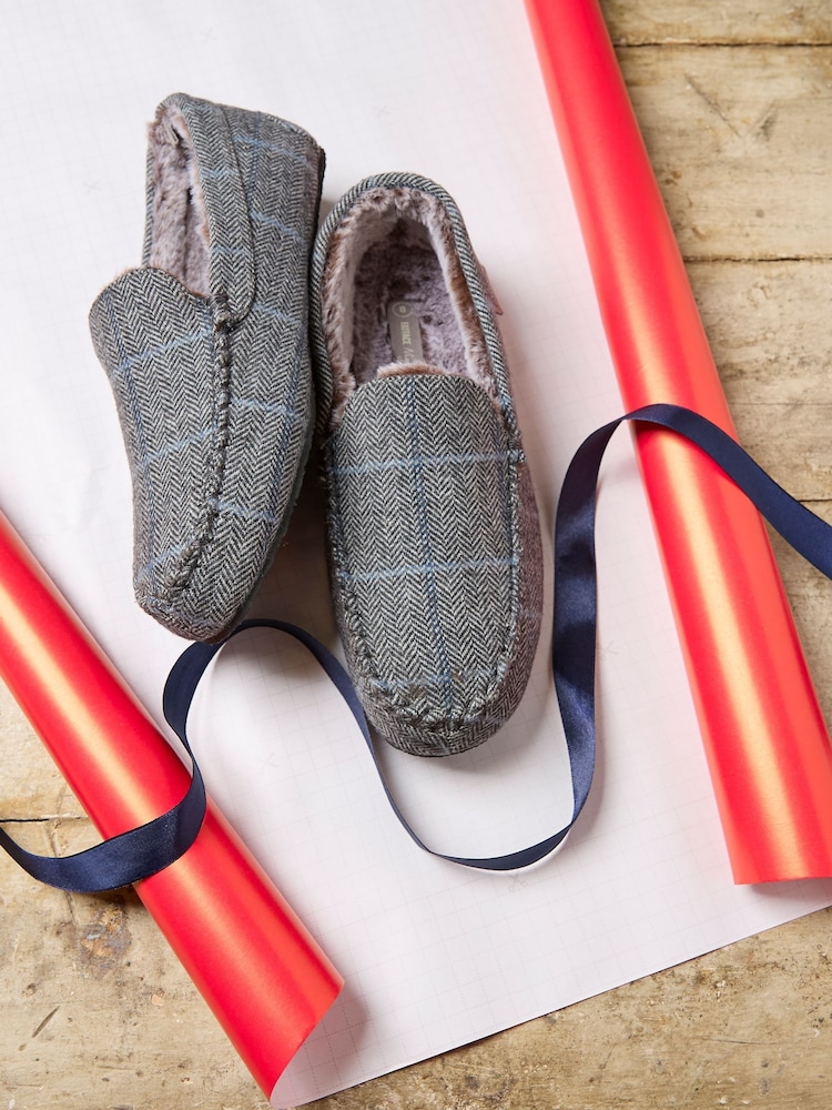 FatFace Noah Grey Check Moccasins - Image 3 of 3