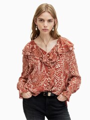 AllSaints Red Phoebe Waimea Top - Image 1 of 6