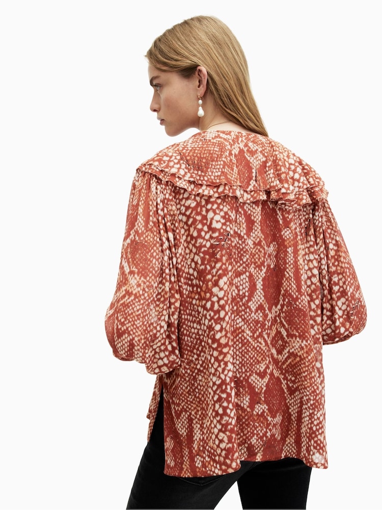 AllSaints Red Phoebe Waimea Top - Image 2 of 6