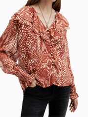 AllSaints Red Phoebe Waimea Top - Image 5 of 6