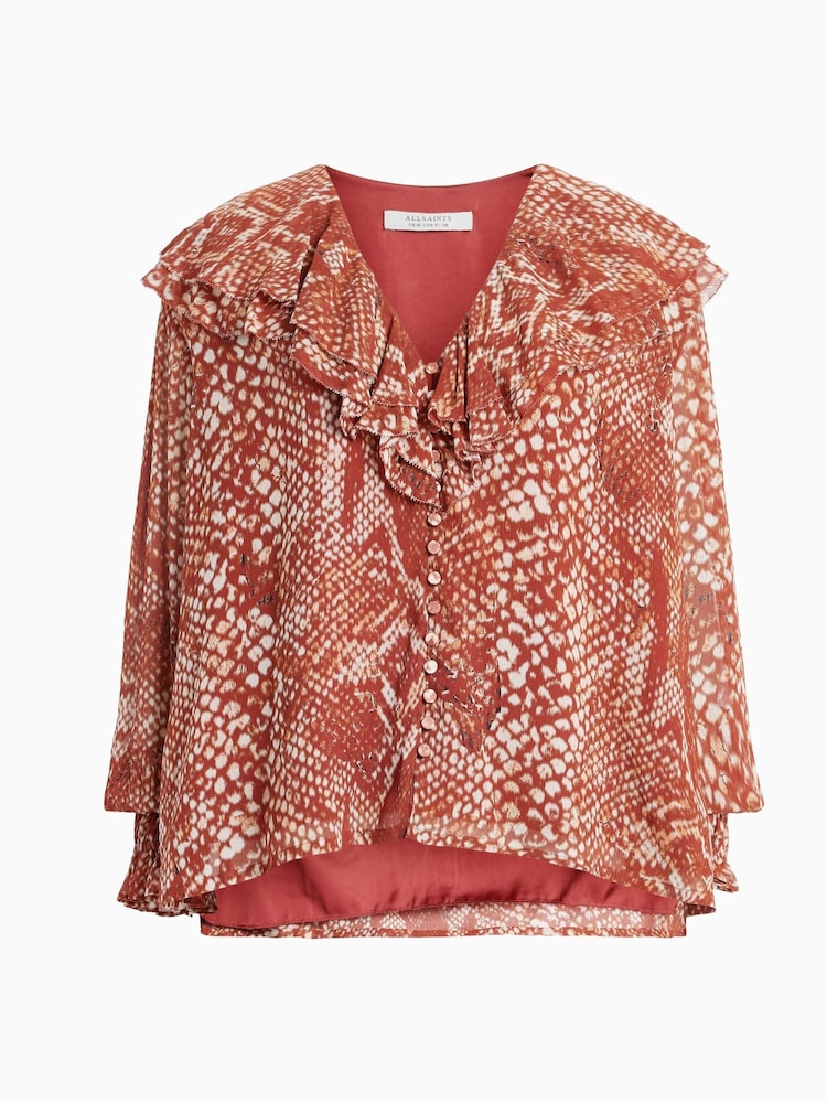 AllSaints Red Phoebe Waimea Top - Image 6 of 6