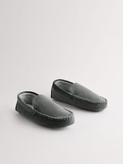 Grey Textured Moccasin Slippers - Image 1 of 5