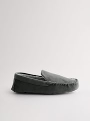 Grey Textured Moccasin Slippers - Image 2 of 5
