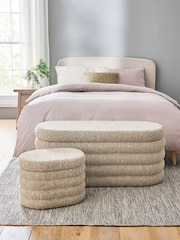 Tweedy Boucle Mink Otis Ottoman And Stool Set - Image 1 of 9