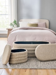 Tweedy Boucle Mink Otis Ottoman And Stool Set - Image 2 of 9